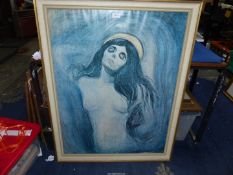 A large framed Edvard Munch Print of a Nude lady, 31" x 39 3/4".