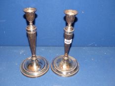 A pair of Epns Candlesticks having brass crest, 11 1/2" tall.