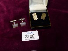 A pair of 9ct gold on silver, engine turned Cufflinks,