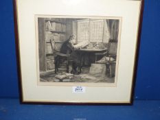 A framed and mounted Etching by John Arthur Lomax titled 'The Bookworm', etched by W.