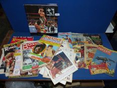 A bundle of books : Clicky The Clown at The Circus, Tarzan, Red Ryder comics, Boxing magazines etc.