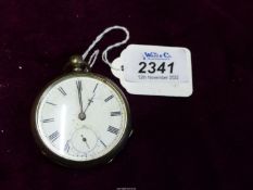 A Silver cased key-wound Pocket Watch, Chester 1875, with inset seconds dial.