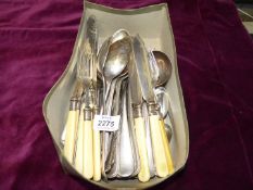 A quantity of miscellaneous cutlery including forks, serving spoons, two fish knives and forks,