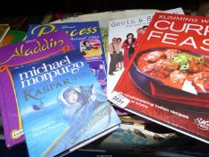 A mix of books including Fat Burner Foods, Kaspar Prince of Cats, Princess Annual etc.