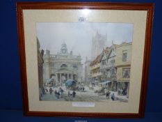 A wooden framed and mounted Print titled The Buttercross, Ludlow by the Artist Louise Rayner,