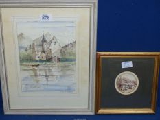 A framed and mounted ink and watercolour wash 'The Scottish Scene', initialled lower right ELJB,