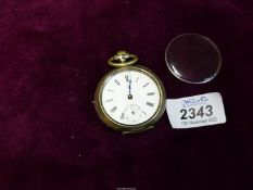 A white metal cased crown-wound Pocket Watch with inset seconds dial,