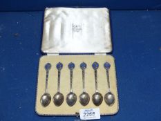 A cased set of George VI and Queen Elizabeth Silver teaspoons dated 1936, Birmingham makers W.H.H.