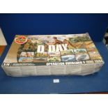 An Airfix 'D Day Operation Overlord' kit and Airfix figures, been opened and some built, 1:72.