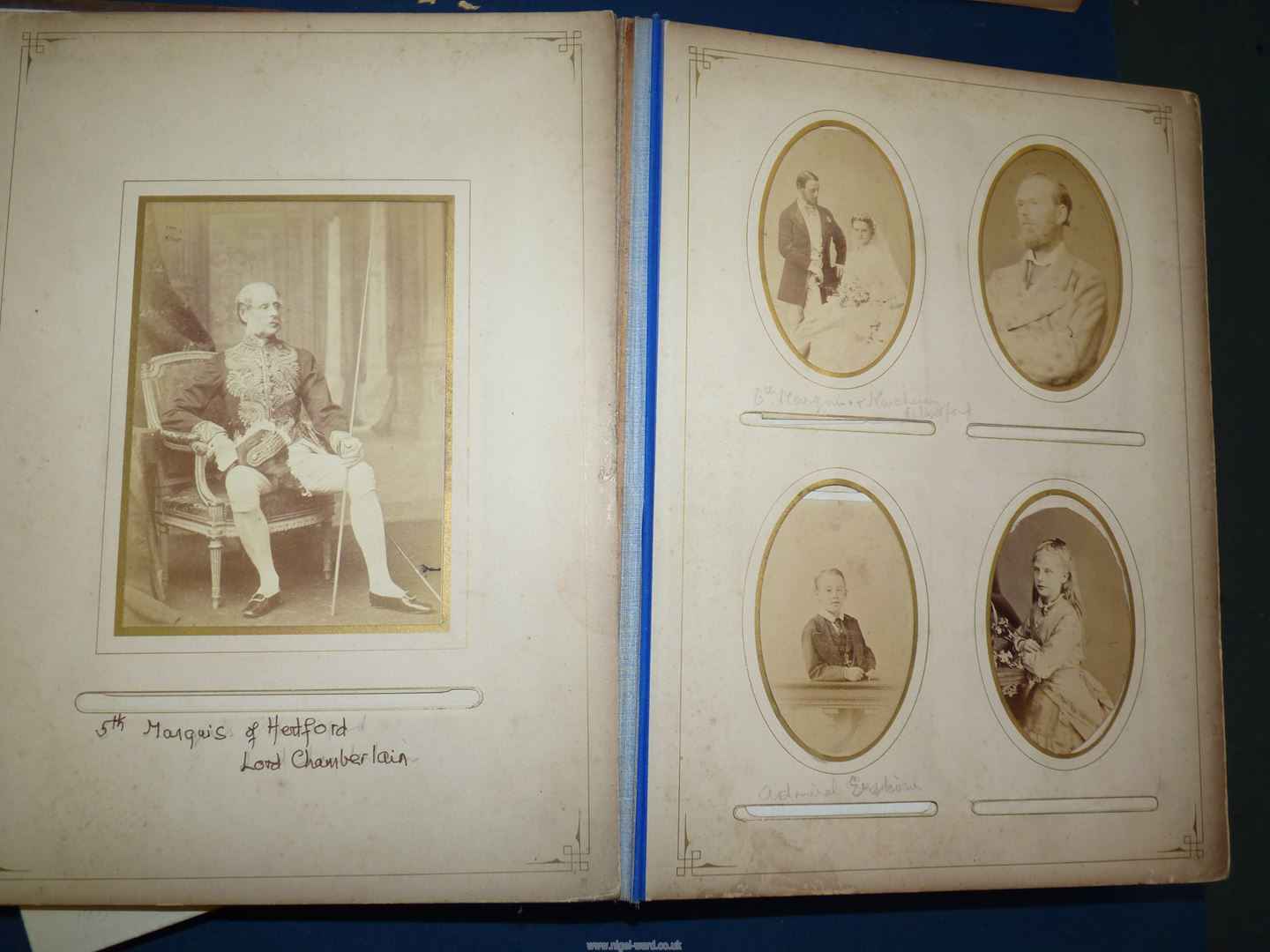 An interesting old leather Photograph Album containing black & white photographs of the Marquis of - Image 4 of 7