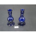 A pair of Bristol Blue glass Candlesticks
