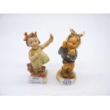 Two Hummel figures including a boy with toothache (6'' tall,