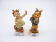 Two Hummel figures including a boy with toothache (6'' tall,