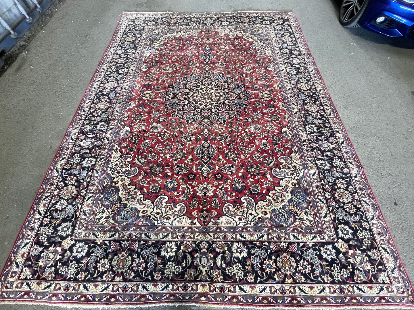 A large vintage Isfahan Wool carpet from Central Persia,