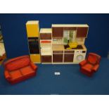 A quantity of Sindy furniture including sink unit, refrigerator,