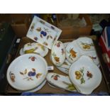 A quantity of Royal Worcester 'Evesham' china including large oval platter, butter dish,