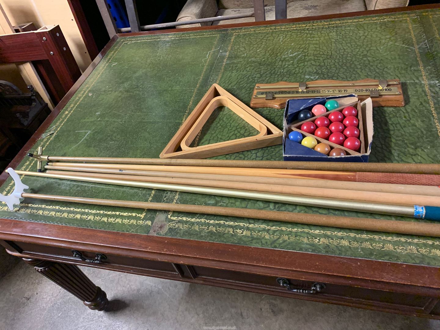 A contemporary 2/3 size Snooker/Billiards Table, green baize top and standing on square legs, - Image 8 of 8