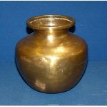 A good brass India Lota (holy water vessel), 19th century, 6 1/2" tall.