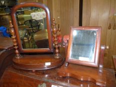 A Mahogany bobbin turned dressing table Mirror and another.