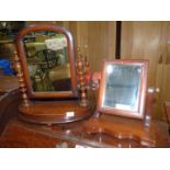 A Mahogany bobbin turned dressing table Mirror and another.