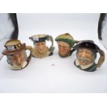 Four Royal Doulton character jugs including Izaak Walton, Sir Thomas Moore, Sancho Panca, etc.