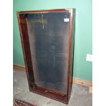 A large table top wooden Display case with brass coloured corners,