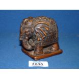 A finely carved small Elephant in ceremonial livery,