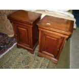 A pair of opposing doored Bedside Cabinets believed to be cherrywood,