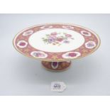 A pretty Kaiser porcelain cake stand in pink and gold floral decoration, marked No. 330 W.