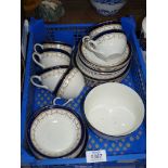 A quantity of Meakin 'Bleu de Roie' tea ware.