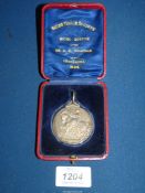 A silver Shire Horse Society medal awarded to "Queenie" in Crickhowell, 1924,