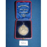 A silver Shire Horse Society medal awarded to "Queenie" in Crickhowell, 1924,