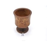 An early Sycamore wassail Cup, probably late 17th - early 18th century, 6 1/2'' tall, crack to base.