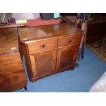 A cross-banded Mahogany contemporary double doored Hot Cupboard designed to resemble a sideboard,