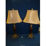 A pair of ornate Table Lamps by Hill Interiors with silk shades, 28'' tall.