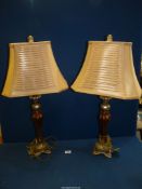 A pair of ornate Table Lamps by Hill Interiors with silk shades, 28'' tall.