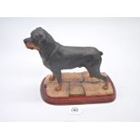 A Border Fine Arts Rottweiller on plinth by Margaret Turner, 10'' long x 9 3/4'' tall,