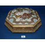 An octagonal Footstool with pretty beaded tapestry top (some missing),