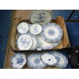 A quantity of Royal Worcester blue and white plates including meat plate etc.