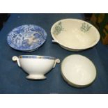 Four bowls including Ridgways 'Cornflower', Royal Worcester 'Lichfield' footed bowl,