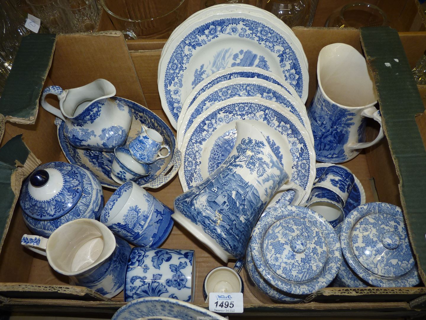 A quantity of blue and white china including Swinnerton's 'Silverdale' plates,