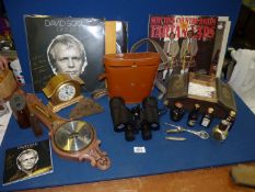 A quantity of miscellanea including a pair of cased Zenith 10 x 50 Binoculars, ARP whistle,