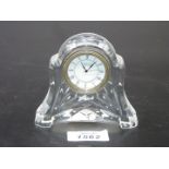 A small Waterford crystal mantle clock face glass missing), 3 3/4'' tall.