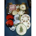 A quantity of china including Spode plates, Arcadian souvenir teapot, etc.