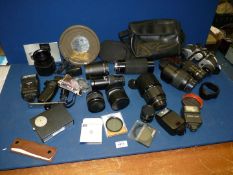 A large quantity of photographic lenses etc including a Canon EOS fit Sigma 70-300mm f/4-5.
