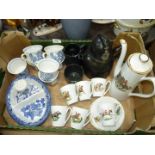 A Burleigh Ironstone 'Hunting' coffee set, Carlton ware novelty policeman teapot,