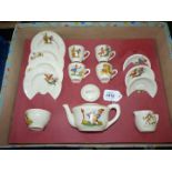 A vintage child's Teaset with Nursery Rhymes scenes, (one saucer missing), boxed.