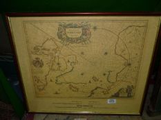 A framed map of The Royal Viking Sun 22" x 18".