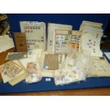 A box of mixed Stamps, many loose and on separate sheets including South Africa, France,