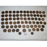 A quantity of Victorian pennies.